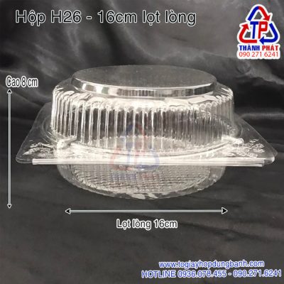 Hộp H26 - Hộp nhựa H26 - Hộp đựng bánh bông lan trứng muối 16cm