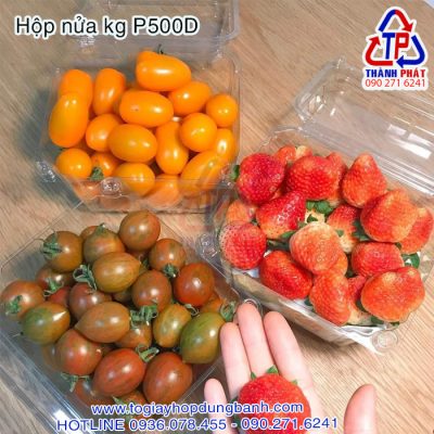 Hộp P500D - Hộp nhựa đựng nửa kg - Họp đựng 0.5kg trái cây