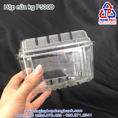 Hộp P500D - Hộp nhựa đựng nửa kg - Họp đựng 0.5kg trái cây