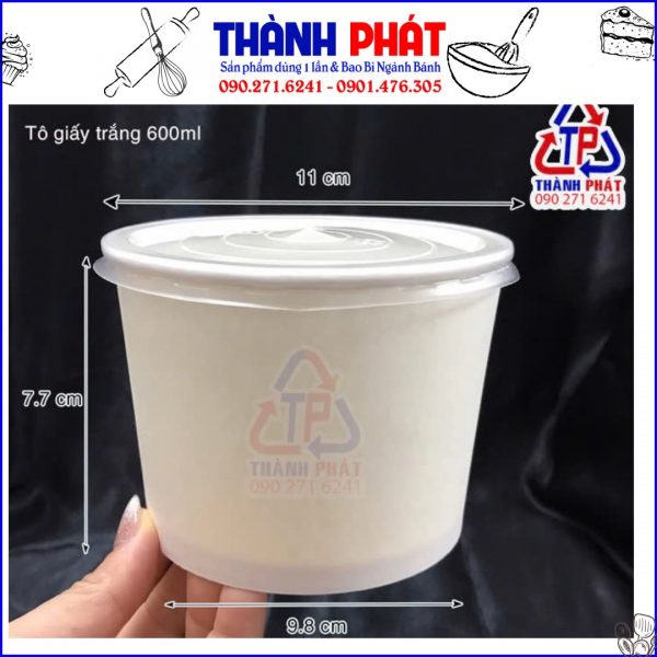 tô giấy trắng 600ml - tô giấy đựng lẩu ly - tô giấy đựng súp