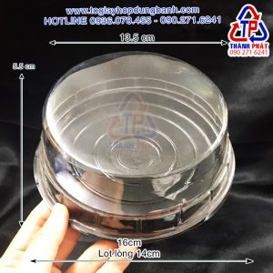 Hộp H24 dê đen - Hộp H24 thấp đế đen đựng rau câu thạch 3D - Hộp đựng bánh bông lan đế đen 14cm