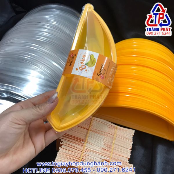 Hộp bánh hình chuối - Hộp hình chuối JM510 - Hộp nhựa đựng hình chuối - Hộp đựng bông lan hình chuối