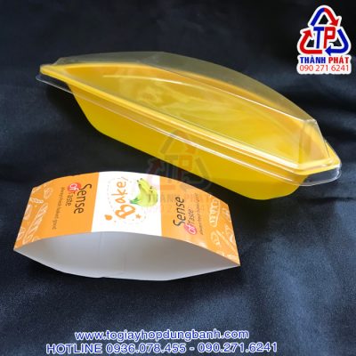 Hộp bánh hình chuối - Hộp hình chuối JM510 - Hộp nhựa đựng hình chuối - Hộp đựng bông lan hình chuối