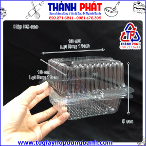Hộp nhựa H5 cao đựng bánh bông lan trứng muối- Hộp nhựa PET vuông cao đựng bánh H5 -Hộp H5 sâu đựng bánh Hamburger -Hộp nhựa H5 cao đựng bánh bông lan vuông