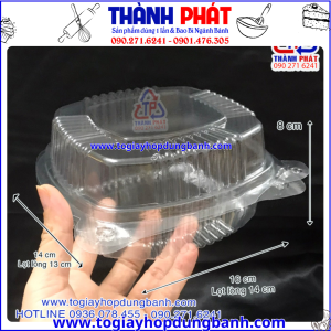 Hộp PET H129 - Hộp nắp gập H129 đựng rau câu trung thu - Hộp H129 đựng xôi - Hộp H129 đựng bánh trung thu