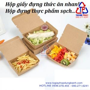 Hộp giấy kraft nắp gập đựng salad - Hộp giấy kraft nắp gập đựng thức ăn mang đi - Hộp giấy kraft nắp gập đựng sushi - Hộp giấy kraft đựng thức ăn mang đi