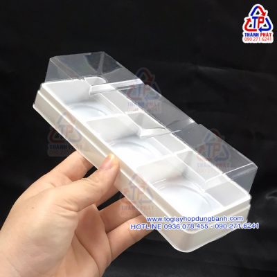Hộp nhựa 3 ngăn đế trắng đựng bánh đài loan - Hộp 3 ngăn đựng bánh trung thu 50g - 75g - Hộp 3 ngăn đế trắng đựng bánh mochi