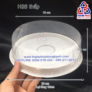 Hộp H25 thấp - Hộp H25 thấp đựng bánh gato 16cm - Hộp đựng bánh bông lan trứng muối 16cm - hộp đựng rau câu 3D