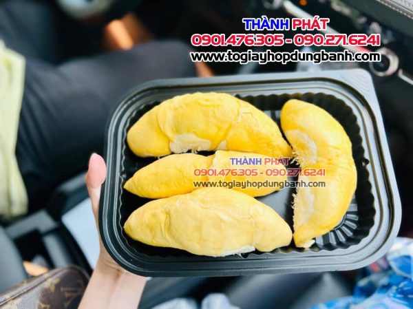 Hộp HT203 - Hộp đế đen HT203 - Hộp đựng rau câu cá chép - Hộp đựng 1kg cơm sầu riêng- Hộp đựng sushi