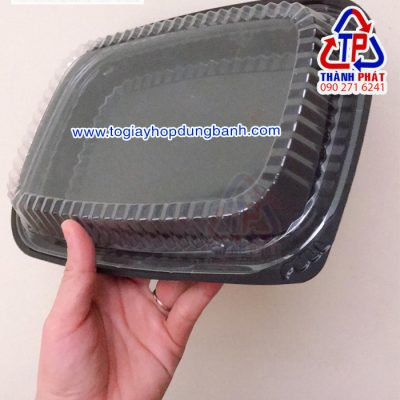 Hộp HT203 đế đen - Hộp HT203 đựng 1kg cơm sầu riêng - Hộp HT203 đựng sushi