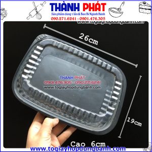 Hộp nhựa HT203 đế đen đựng bánh su kem -Hộp nhựa đế đen size lớn HT203 đựng 1kg cơm sầu riêng- Hộp HT203 đựng cơm mang đi -Hộp HT203 đựng trái cây gọt sẵn