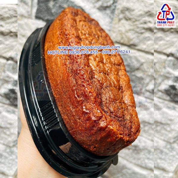 Hộp oval F70 đế đen - Hộp oval F70 đựng bánh bò thốt nốt - Hộp oval F70 đựng bánh Flan gato