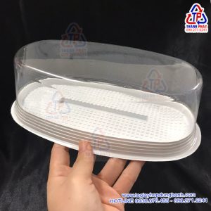 Hộp oval H12 đựng bánh mì hoa cúc - Hộp oval đế trắng H12 đựng bánh gato flan - Hộp oval H12 đựng rau câu