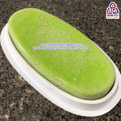 Hộp oval H12 đựng bánh mì hoa cúc - Hộp oval đế trắng H12 đựng bánh gato flan - Hộp oval H12 đựng rau câu