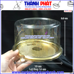 Hộp tròn đế vàng A1680G đựng 5 cái bánh bao đào tiên- Hộp tròn đế vàng A1680G cao 9.5cm đựng được bánh kem 14cm- Hộp A1680G nắp cao đựng bánh đường kính 14cm - cao 9.5cm