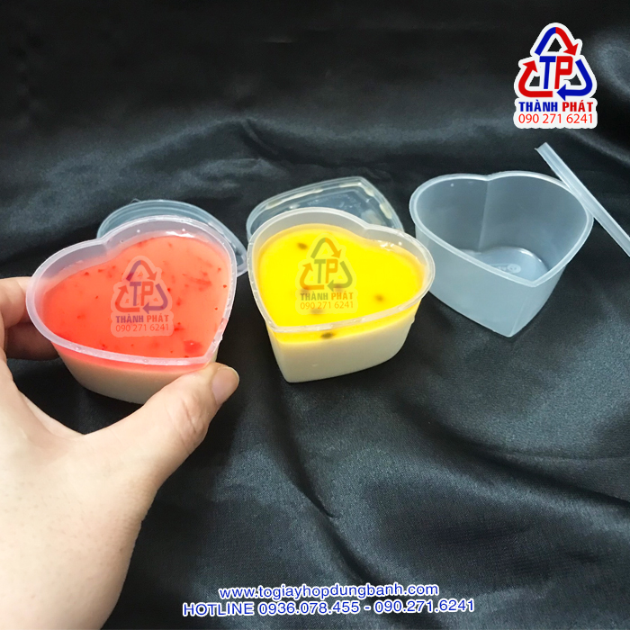 Hộp Flan tim 50ml - Hộp Flan tim đựng bánh flan - Hộp Flan hình tim đựng panna cotta Hủ flan hình tim - hủ bánh flan hình tim 50ml - Hộp Flan đựng panna cotta - Hộp Flan tim đựng bánh flan 50ml