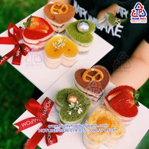 Hộp trái tim WH-55 đựng tiramisu - Hộp hình trái tim làm bánh kem hiện đại - Hộp trái tim đựng bánh mousse