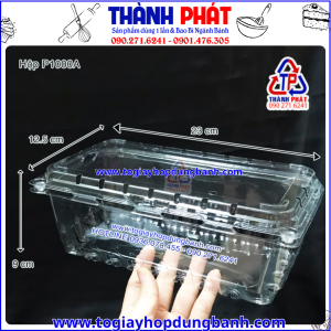 Hộp nhựa đục lỗ P1000A đựng cherry 1kg -Hộp P1000A đựng nho 1kg -Hộp nhựa đục lỗ đựng trái cây nhập khẩu P1000A -Hộp chữ nhật đục lỗ đựng dâu P1000A