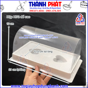 Hộp H72 đế cao dùng đựng bánh bông lan cuộn lớn size 21cm- Hộp đựng bánh bông lan cuộn chà bông H72- Hộp H72 đựng bánh bông lan cuộn trứng muối