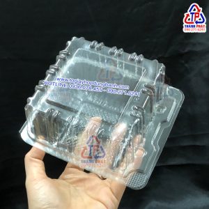 Hộp HH5 cao 2 nút bấm - Hộp H5 cao đựng bánh mì chà bông nhỏ - Hộp H5 cao 2 nút bấm đựng bông lan vuông - Hộp đựng bánh su kem tròn H5 cao