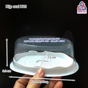 Hộp oval trắng H16 đựng bánh gato flan nhỏ - Hộp H16 oval đế rời đựng bánh gato flan