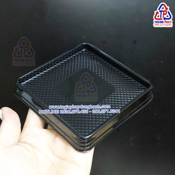 Hộp xy 11 -11 đựng bánh trung thu 200g - Hộp đựng xôi khuôn 10cm - hộp vuông đế đen đựng bánh 10cm