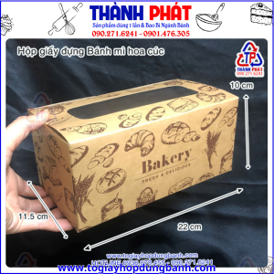 Hộp giấy đựng bánh mì hoa cúc- hộp giấy nắp kính đựng bánh- hộp giấy đựng bánh mì ngọt