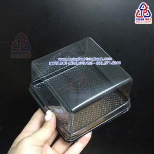 Hộp xy 11 -11 đựng bánh trung thu 200g - Hộp đựng xôi khuôn 10cm - hộp vuông đế đen đựng bánh 10cm