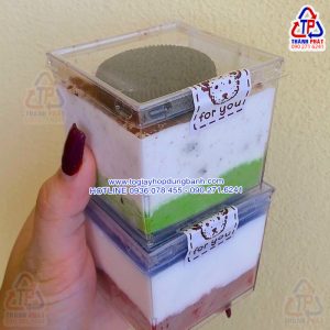 Ly vuông mica đựng bánh lạnh - Ly vuông đựng tiramisu LC-5550 - Ly nhựa vuông đựng panna cotta - Ly nhựa vuông đựng bánh mousse