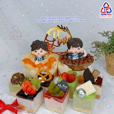 Ly vuông mica đựng bánh lạnh - Ly vuông đựng tiramisu LC-5550 - Ly nhựa vuông đựng panna cotta - Ly nhựa vuông đựng bánh mousse 