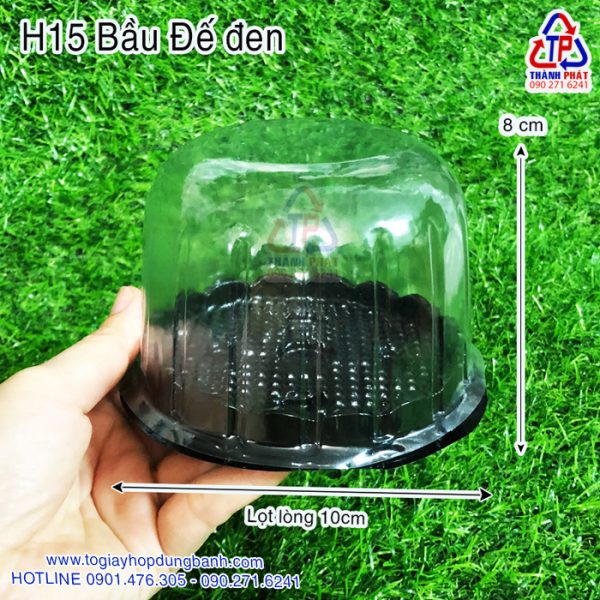 Hộp h15 mô đế đen dùng đựng rau câu 3D hoa nổi - đựng bánh phú sĩ- đựng bánh rau câu trung thu