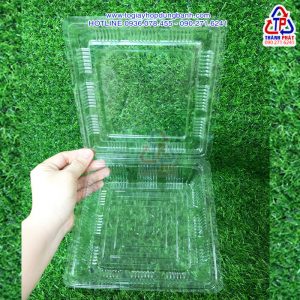 Hộp h18 vuông đựng bánh ngọt, bánh bông lan trứng muối mini