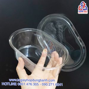 Hộp oval HT-700 đựng bánh lạnh - Hộp oval lớn đựng bánh mousse - Hộp oval đựng tiramisu