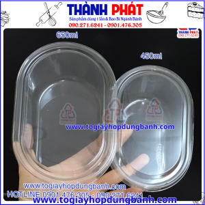 Hộp oval HT-700 đựng bánh lạnh - Hộp oval lớn đựng bánh mousse - Hộp oval đựng tiramisu
