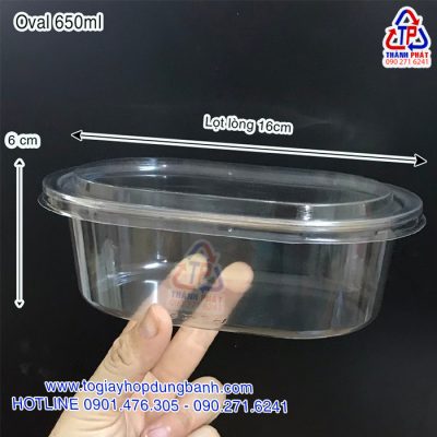 Hộp oval HT-700 đựng bánh lạnh - Hộp oval lớn đựng bánh mousse - Hộp oval đựng tiramisu