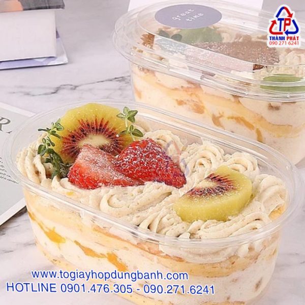 Hộp oval HT-700 đựng bánh lạnh - Hộp oval lớn đựng bánh mousse - Hộp oval đựng tiramisu