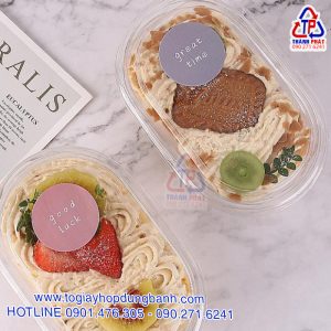 Hộp oval HT-700 đựng bánh lạnh - Hộp oval lớn đựng bánh mousse - Hộp oval đựng tiramisu