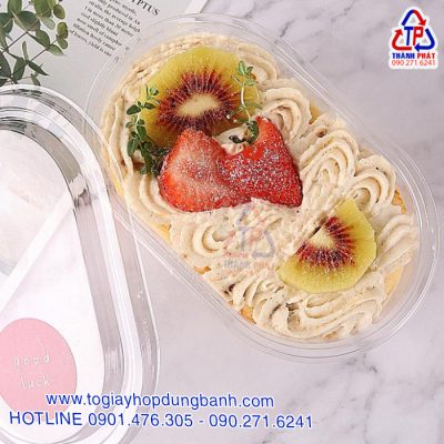 Hộp oval HT-700 đựng bánh lạnh - Hộp oval lớn đựng bánh mousse - Hộp oval đựng tiramisu