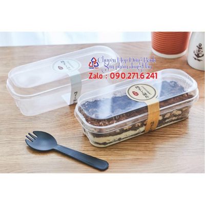 Hộp chữ nhật đựng bánh tiramisu XY599 - Hộp mousse Xy599 chữ nhật - Hộp chữ nhật đựng bánh lạnh Xy599