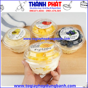 Hộp đựng bánh lạnh Xy581 - Hộp tròn đựng tiramisu - Hộp tròn đựng bánh mousse - Hộp tròn xy581 đựng panna cotta