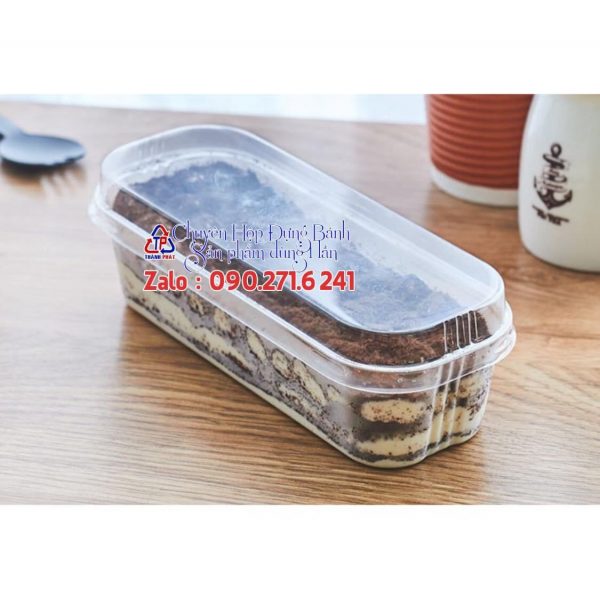 Hộp chữ nhật đựng bánh tiramisu XY599 - Hộp mousse Xy599 chữ nhật - Hộp chữ nhật đựng bánh lạnh Xy599