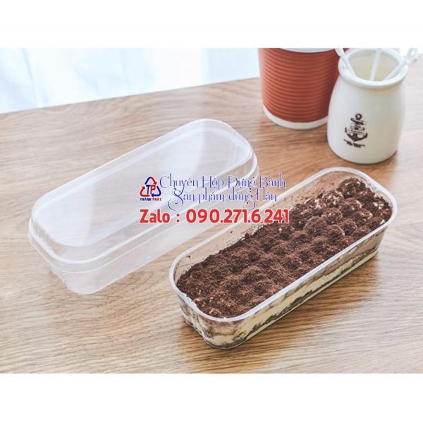 Hộp chữ nhật đựng bánh tiramisu XY599 - Hộp mousse Xy599 chữ nhật - Hộp chữ nhật đựng bánh lạnh Xy599