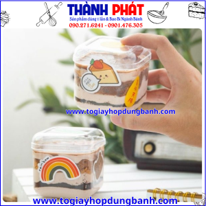 hộp GD2013- hộp đựng tiramisu vuông- hộp mousse 250ml- hộp panna cotta- hộp nhựa trong suốt đựng bánh