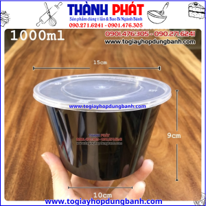 Tô nhựa đen 1000ml dùng đựng hủ tiếu mang đi -Tô nhưa đen 1000m dùng đựng cơm trộn mang đi- Tô nhựa 1000ml dùng đựng bánh canh mang đi