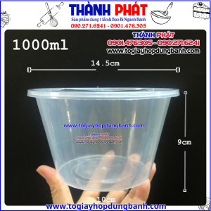 Tô nhựa trong 1000ml dùng đựng bún thịt nướng -Tô nhựa trong 1000ml dùng đựng hủ tiuế mang đi- Tô nhựa trong 1000ml đựng trái cây tô