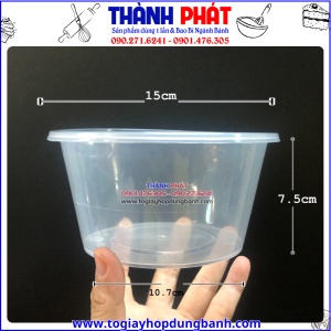 Tô nhựa trong có nắp đựng bún thịt nướng -Tô nhựa trong 750ml đưng trái cây cắt sẵn -Tô nhựa đựng cháo mang đi