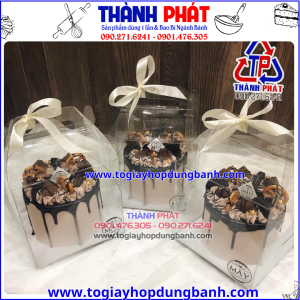 hộp nhựa đựng bánh kem 15cm- hộp bánh trong suốt có quai- hộp bánh mousse đẹp- hộp đựng bánh mini 15cm