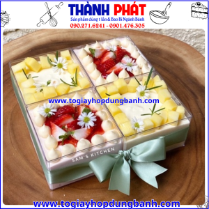 hộp panna cotta- hộp nhựa cứng đựng bánh- hộp đựng bánh mini- hộp đựng bánh cao cấp - hộp mica vuông 9.5cm