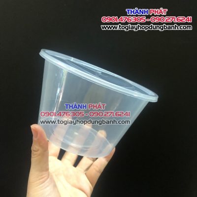 tô nhựa trong 1000ml đựng hủ tiếu - Tô nhựa trong đựng bún thịt nướng 1000ml - Tô nhựa nắp trong 1000ml