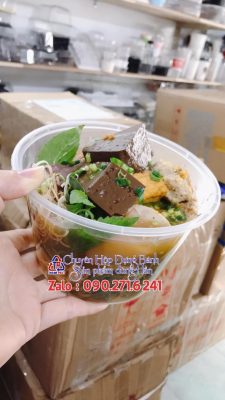 tô nhựa trong 1000ml đựng hủ tiếu - Tô nhựa trong đựng bún thịt nướng 1000ml - Tô nhựa nắp trong 1000ml